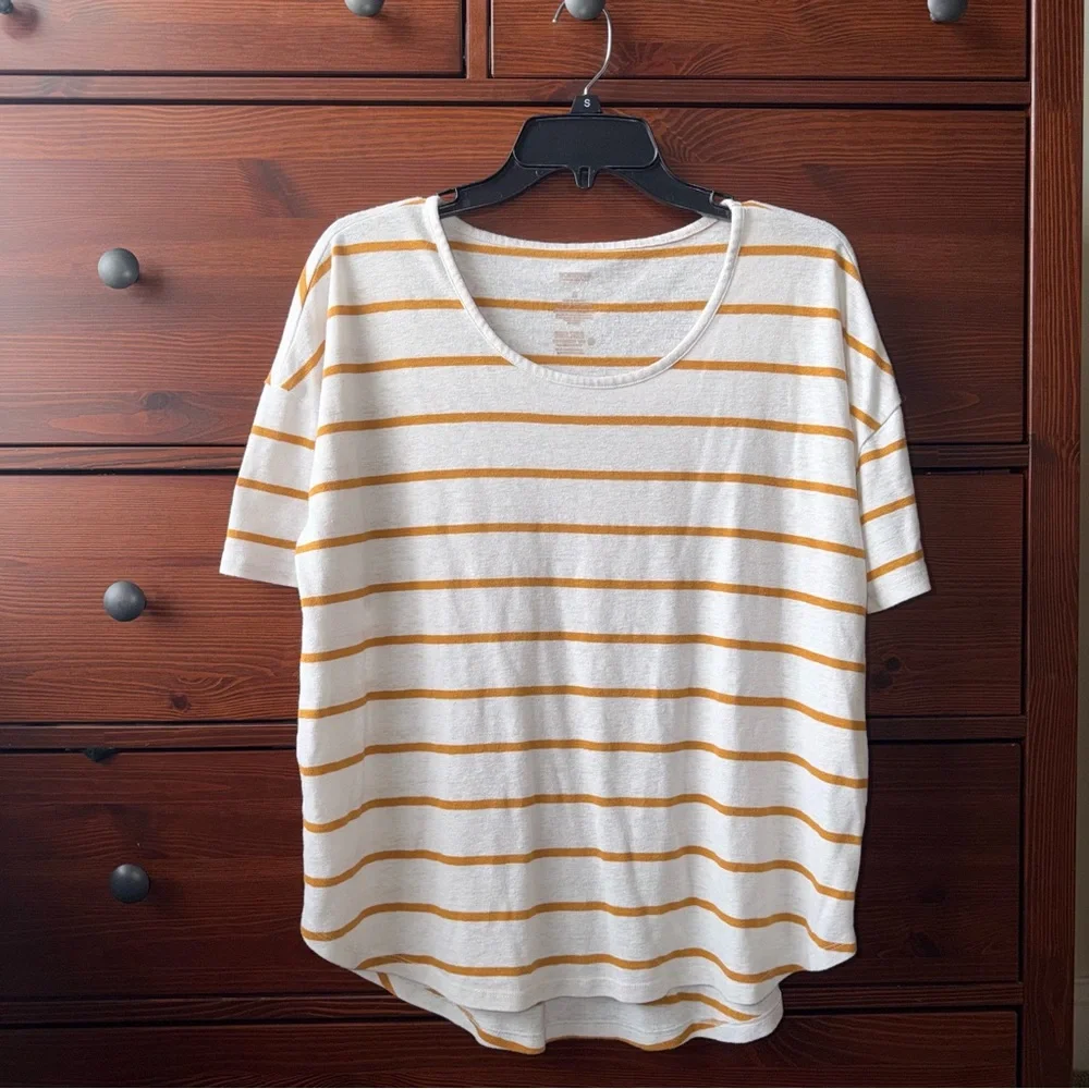 Women’s Slouchy Striped Linen Blend Tee